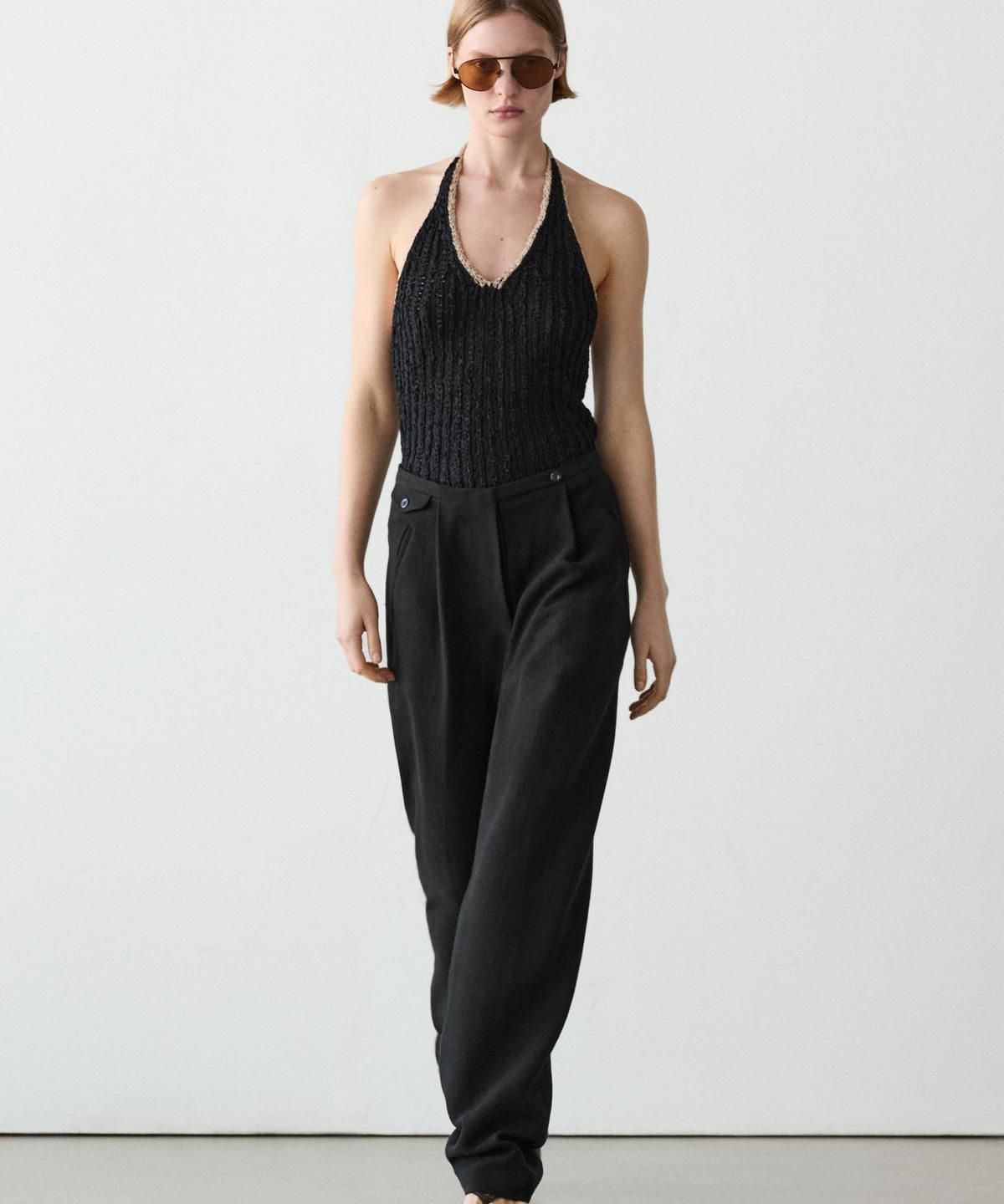 마시모두띠(MASSIMO DUTTI) 린넨 혼방 플루이드 포켓 팬츠