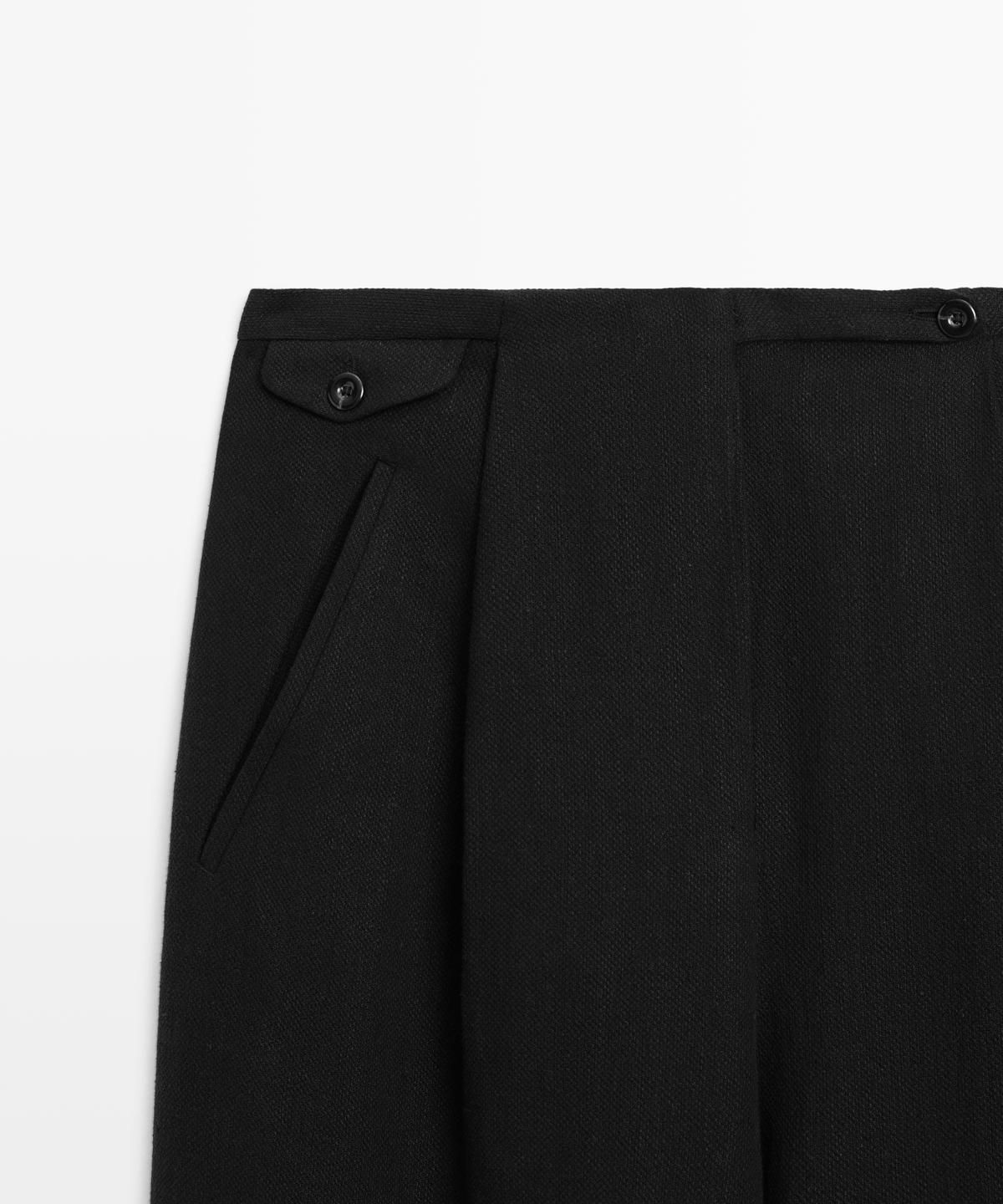 마시모두띠(MASSIMO DUTTI) 린넨 혼방 플루이드 포켓 팬츠