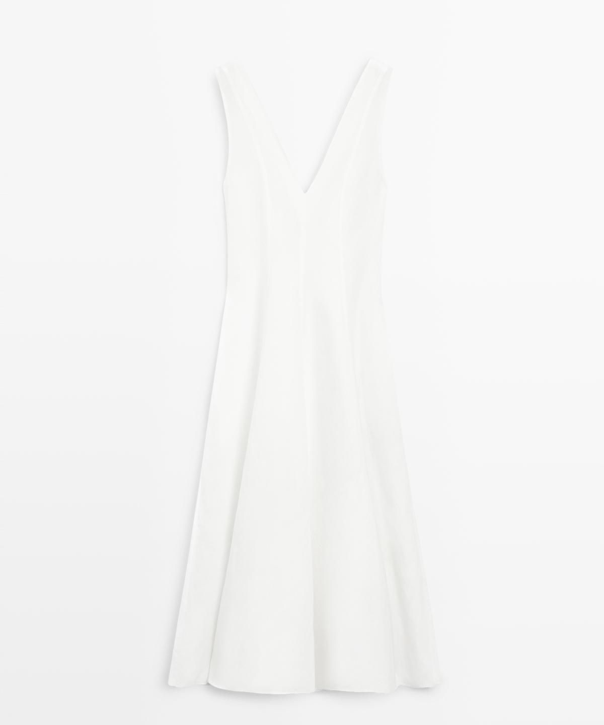 마시모두띠(MASSIMO DUTTI) 플루이드 린넨 미디 원피스