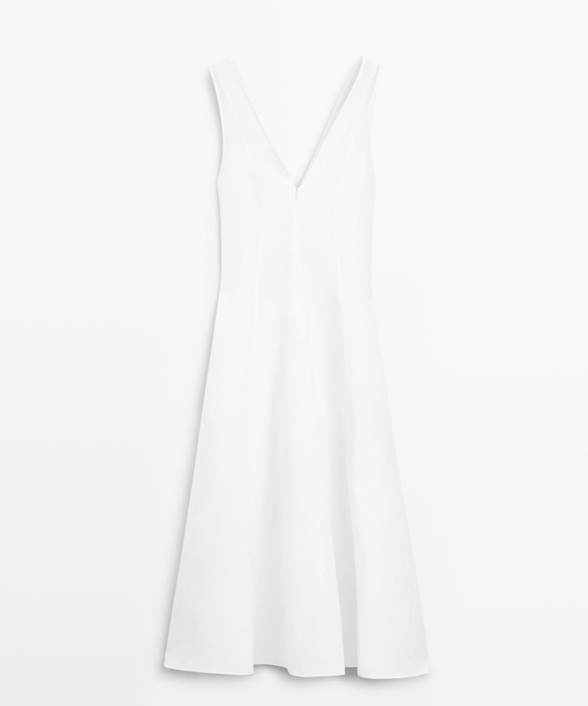 마시모두띠(MASSIMO DUTTI) 플루이드 린넨 미디 원피스
