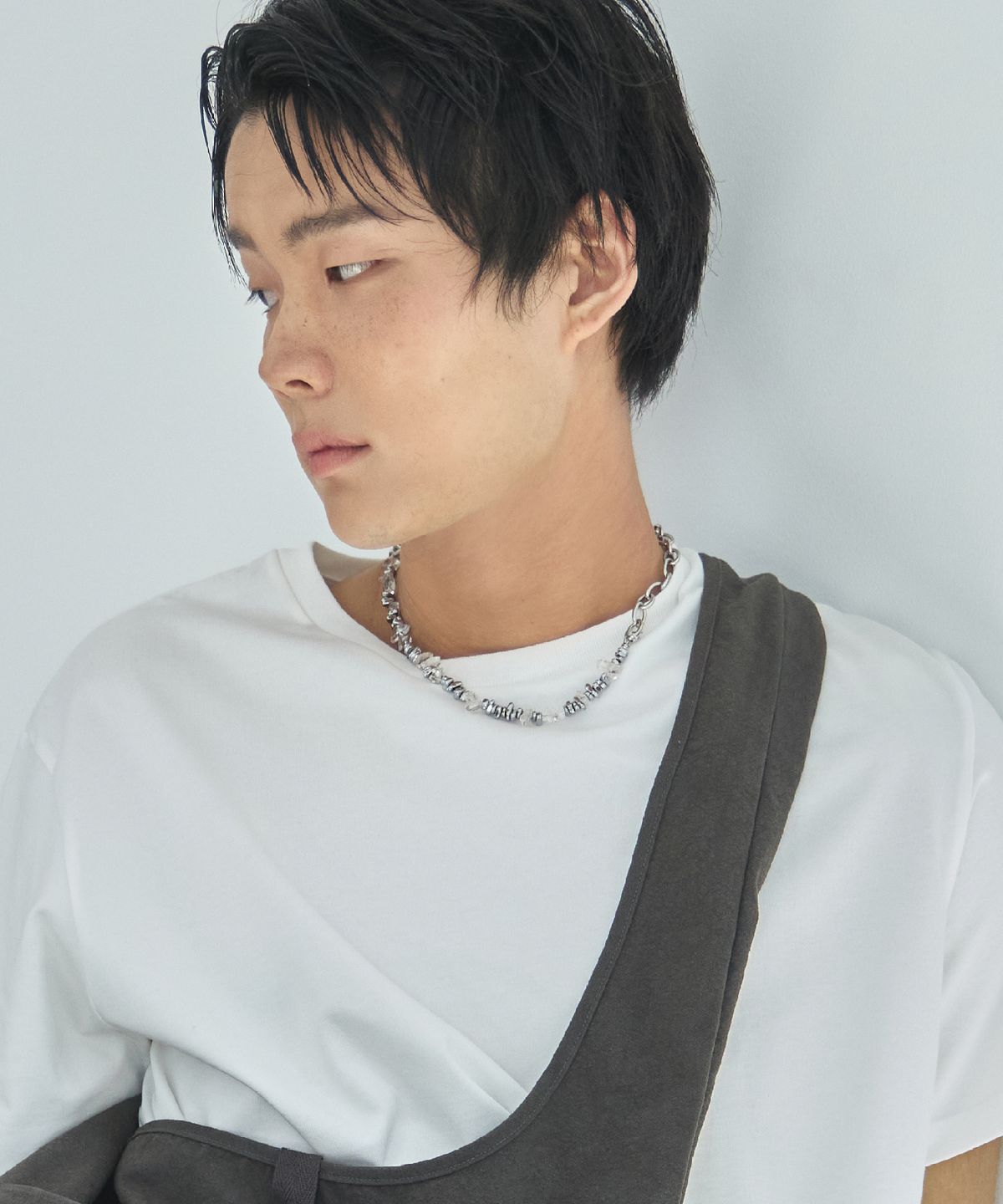 라드에디션(LAD EDITION) 스틸 프래그먼트 스톤 네크리스