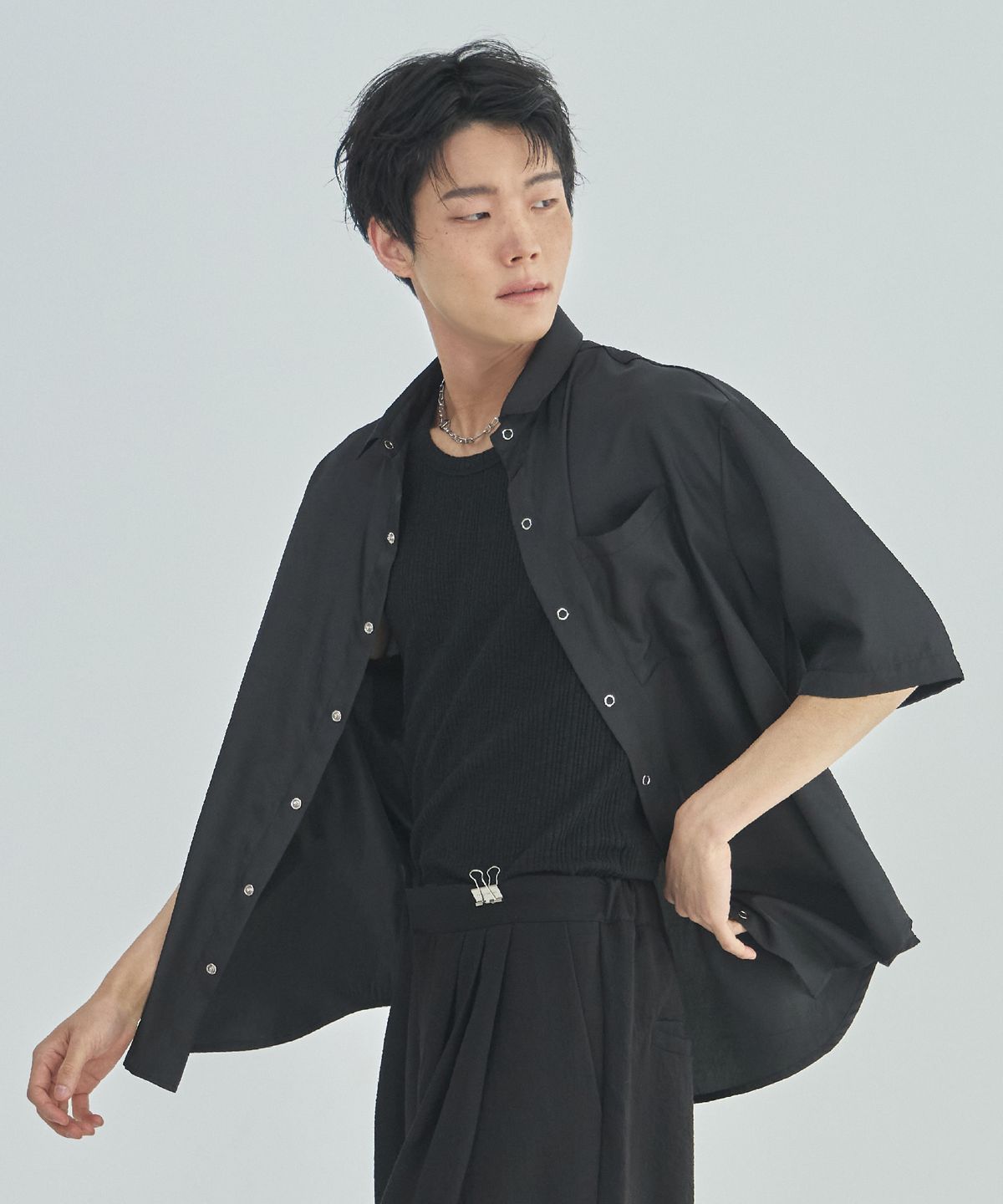 라드에디션(LAD EDITION) 컷오프 모듈 셔츠_블랙