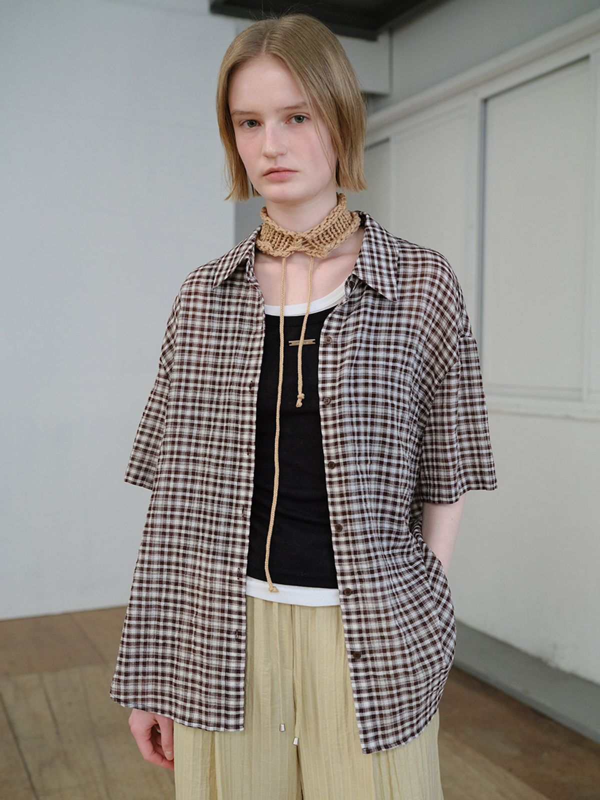레이브(RAIVE) Check Half Sleeve Shirt VW6MB412_2color