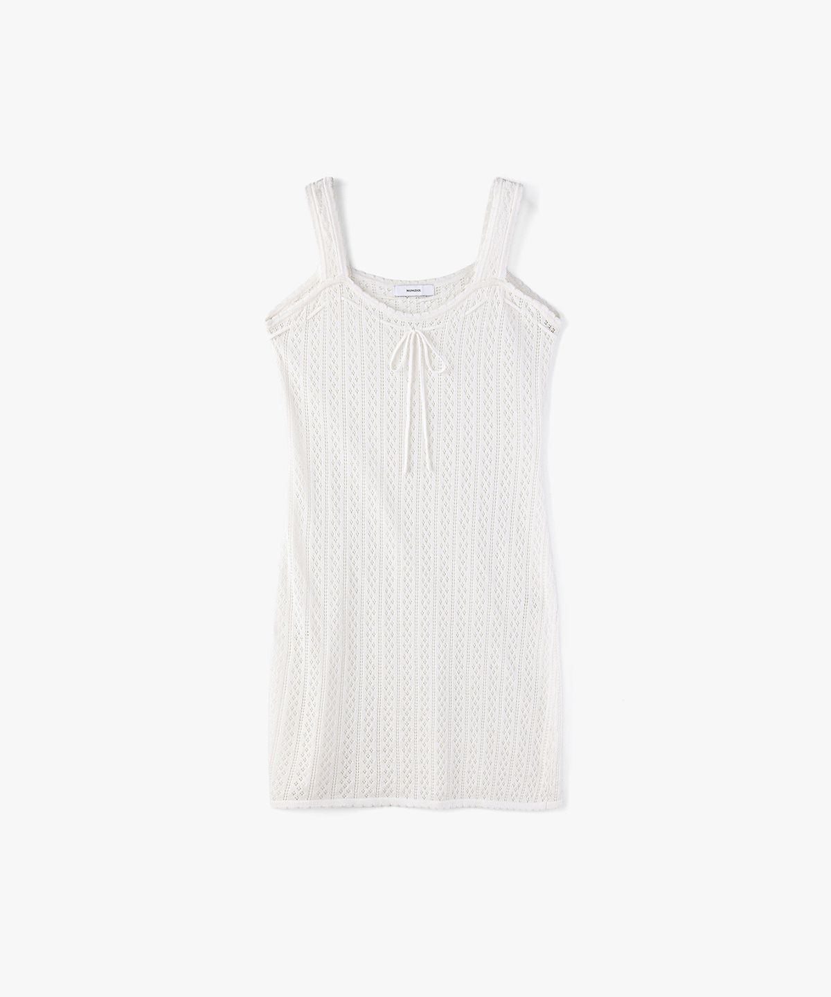 몽돌(MONGDOL) 펀칭 니트 미니 원피스 화이트 MDOP056WHITE