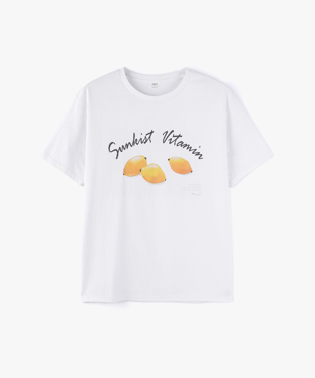 몽돌(MONGDOL) 레몬 그래픽 오버핏 티셔츠 화이트 MDTS095WHITE