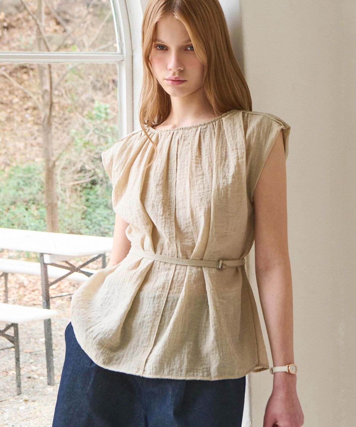 슬로우롤리(SLOWLOLLI) Muse shirring blouse_2 Colors