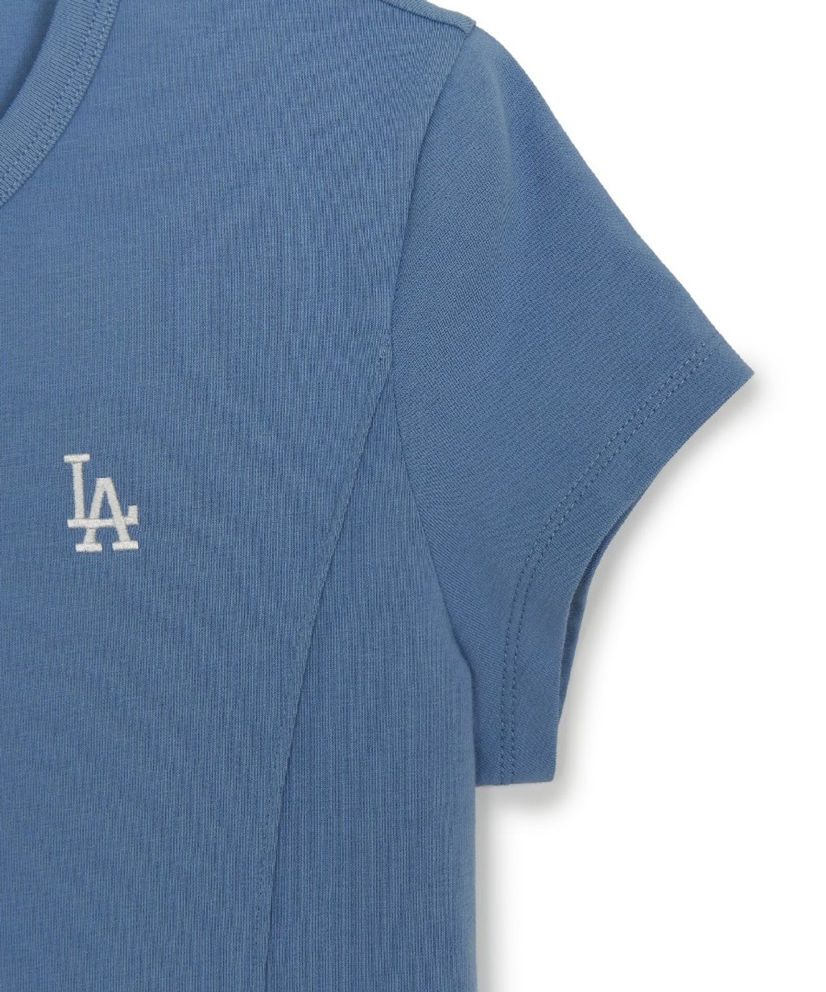 엠엘비(MLB) 여성 슬림 크롭핏 캡소매 반팔 티셔츠 LA (L.Blue)