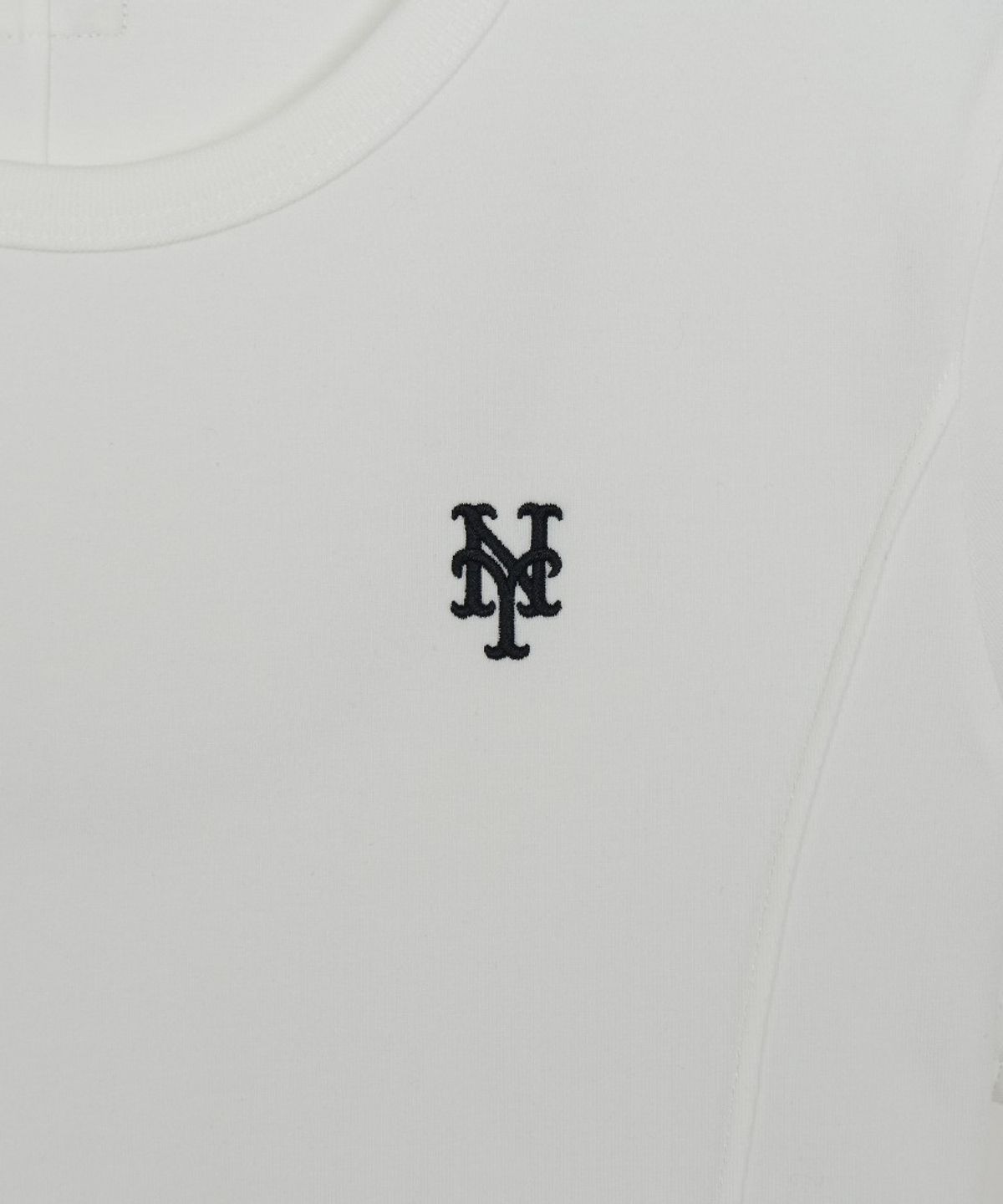 엠엘비(MLB) 여성 슬림 크롭핏 캡소매 반팔 티셔츠 NYM (White)