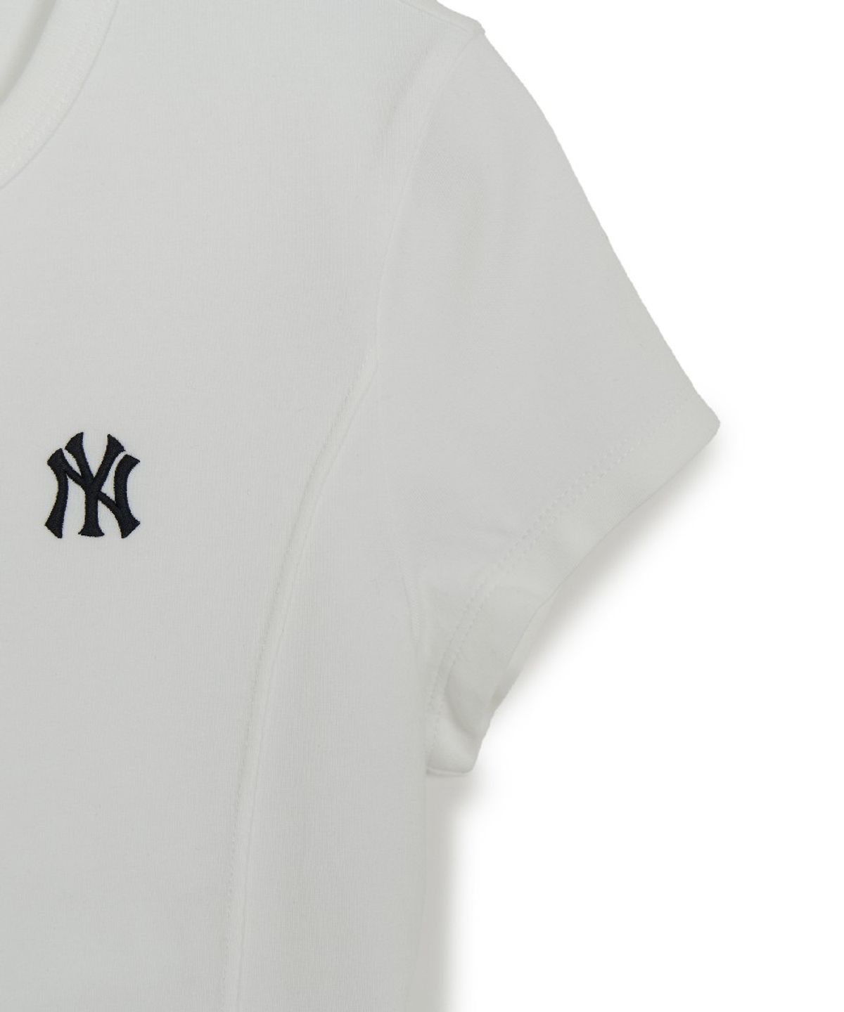 엠엘비(MLB) 여성 슬림 크롭핏 캡소매 반팔 티셔츠 NY (White)