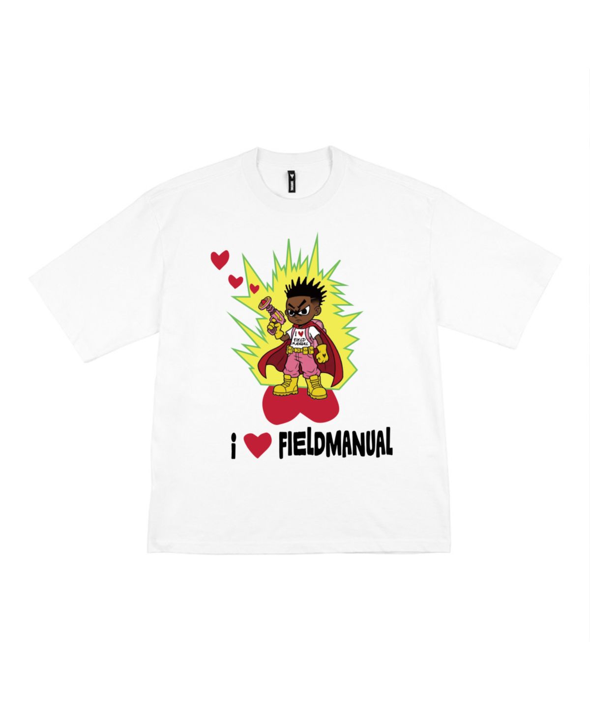 필드매뉴얼(FIELDMANUAL) 하트키드 티셔츠 화이트