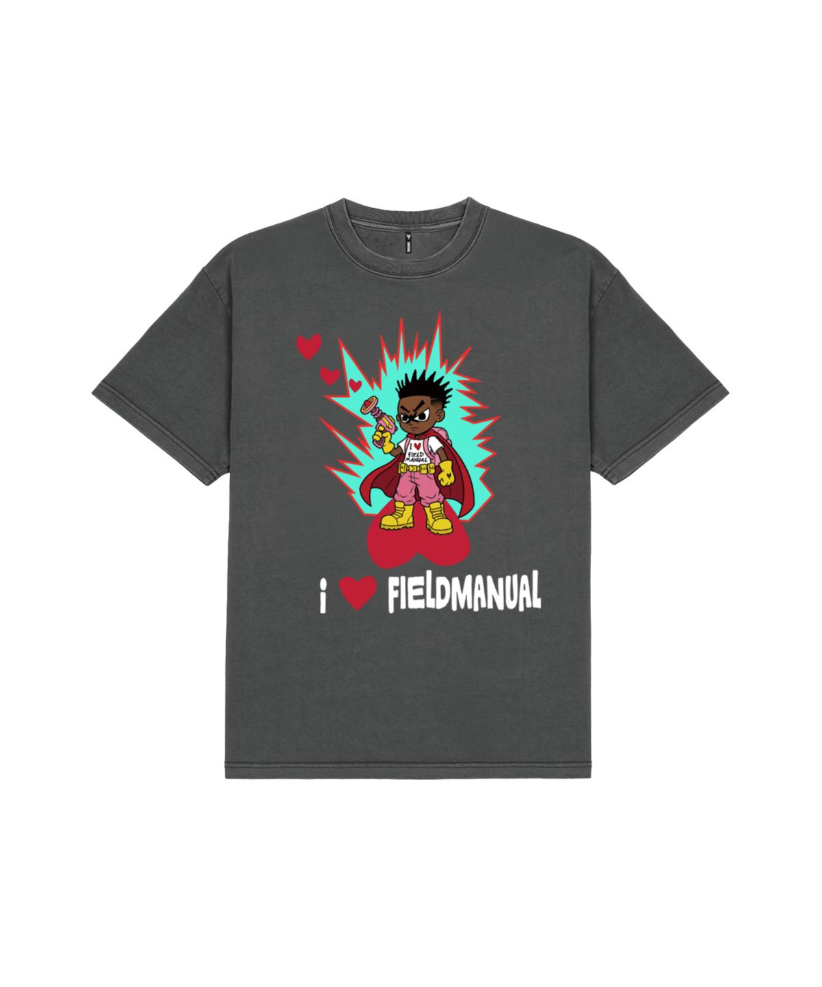 필드매뉴얼(FIELDMANUAL) 하트키드 티셔츠 차콜
