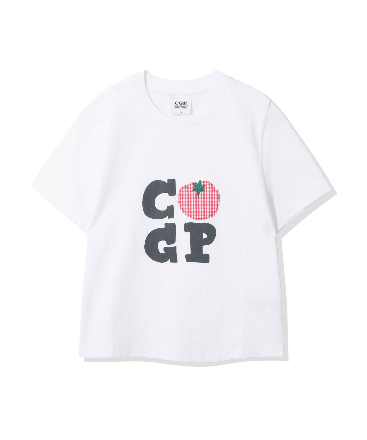 코드그라피(CGP) (우먼) CGP 체크 토마토 반소매 티셔츠-화이트