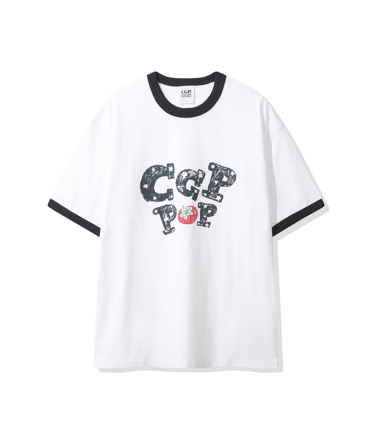 코드그라피(CGP) CGP POP 링거 반소매 티셔츠-화이트
