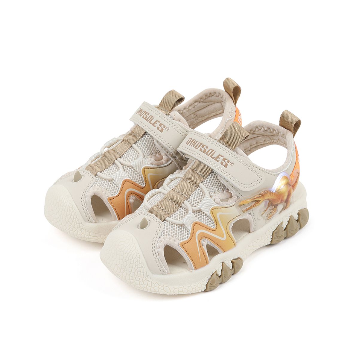 다이노솔즈(DINOSOLES) 와일드 랩터 샌들 키즈 베이지