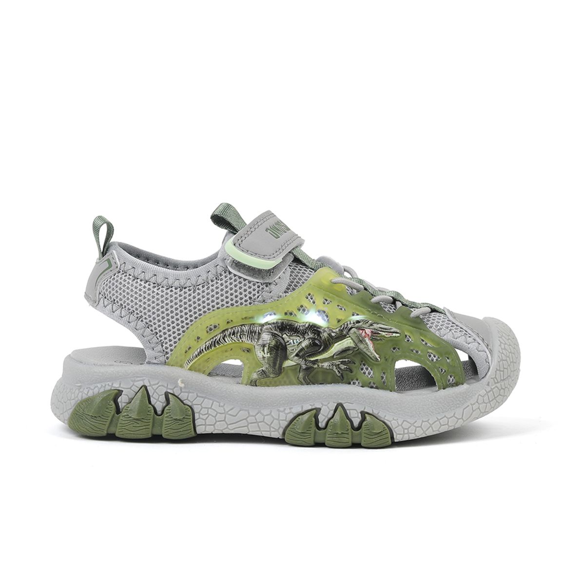 다이노솔즈(DINOSOLES) 티라노 레이서 샌들 키즈 그레이