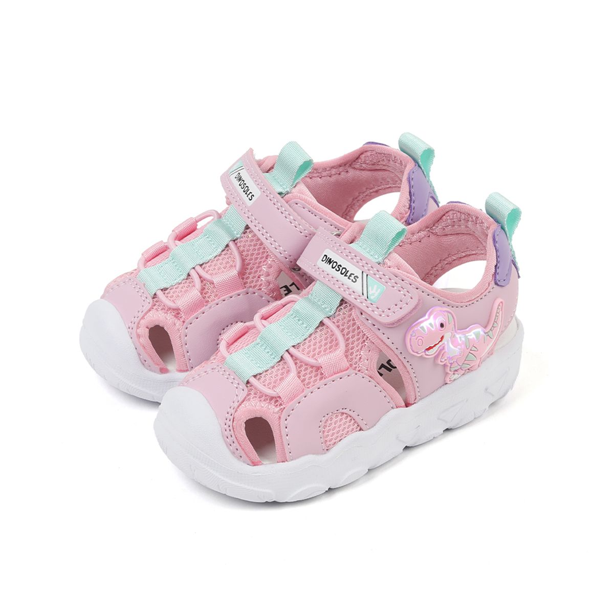 다이노솔즈(DINOSOLES) 플레임 티라노 샌들 토들 핑크
