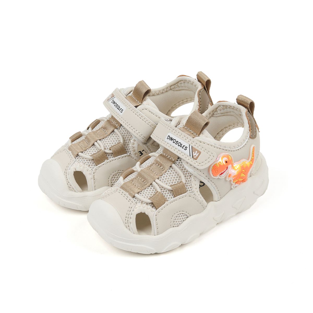 다이노솔즈(DINOSOLES) 레임 티라노 샌들 토들 베이지