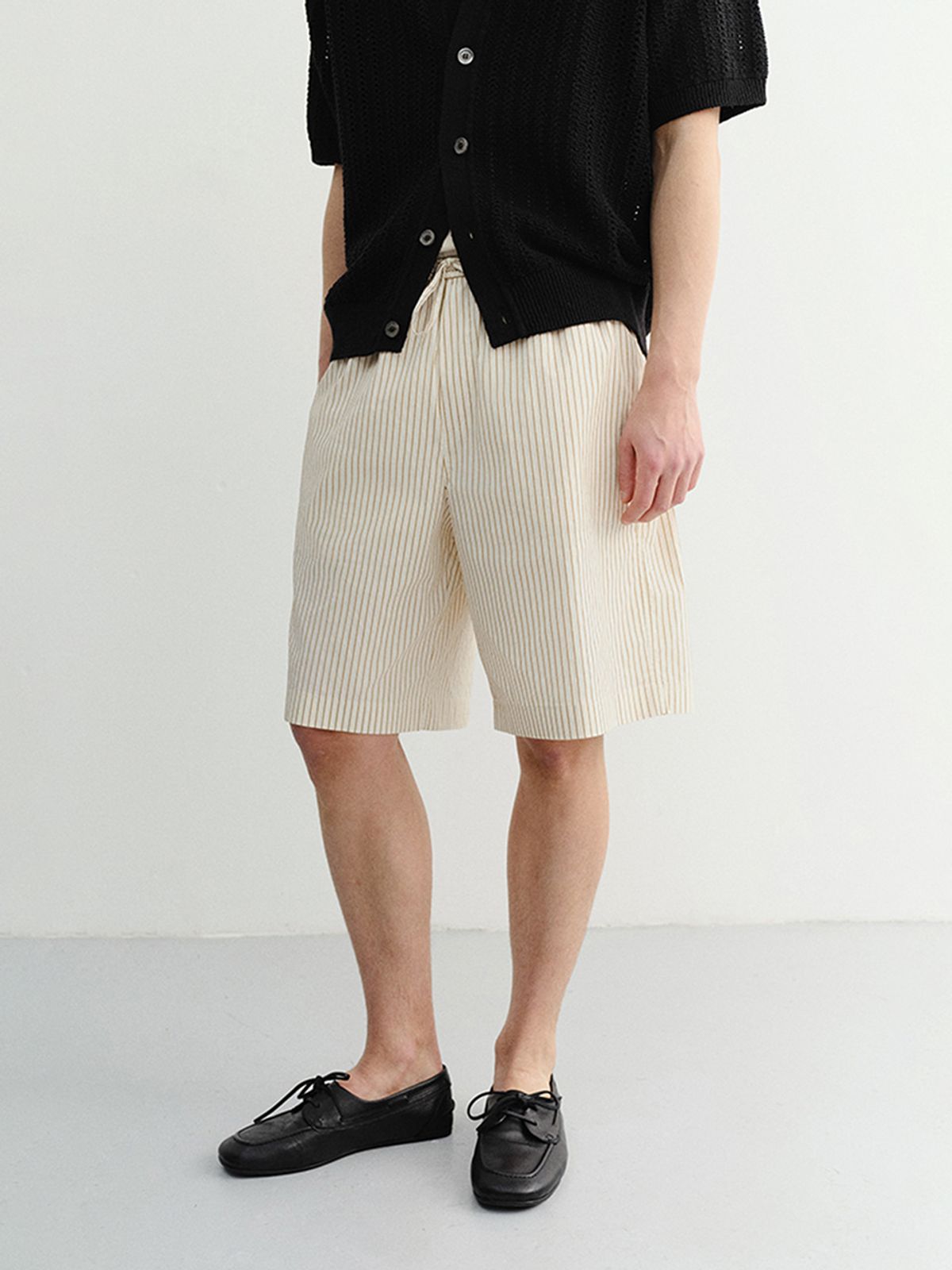 던스트 포 맨(DUNST FOR MEN) PAJAMA BERMUDA SHORTS_UNISEX_UDPA6B122_BEIGE STRIPE