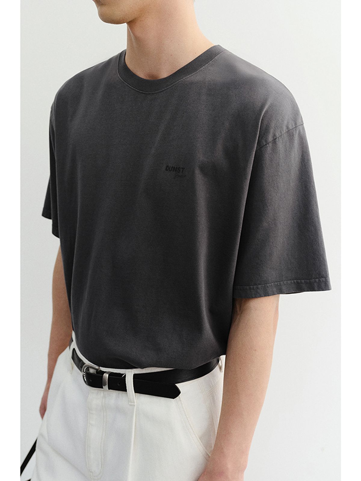 던스트 포 맨(DUNST FOR MEN) GARMENT DYED T-SHIRT_UNISEX_UDTS6B146_CHARCOAL GREY