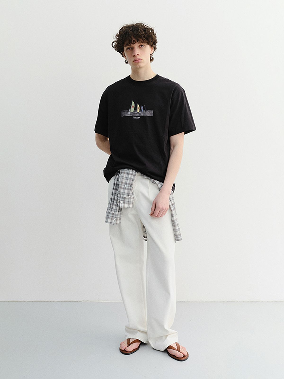 던스트 포 맨(DUNST FOR MEN) APPLIQUE YACHT T-SHIRT_UNISEX_UDTS6B134_BLACK