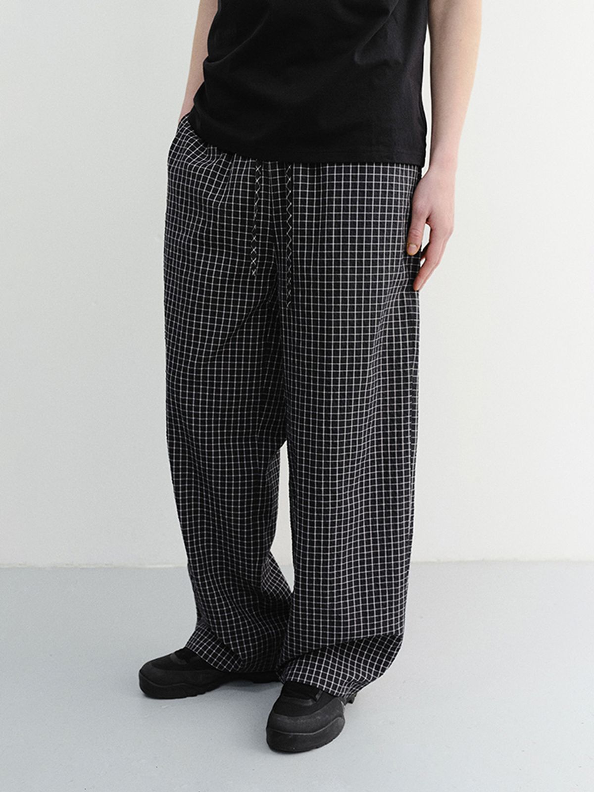 던스트 포 맨(DUNST FOR MEN) CHECKED PAJAMA SLACKS_UNISEX_UDPA6B121_BLACK CHECK
