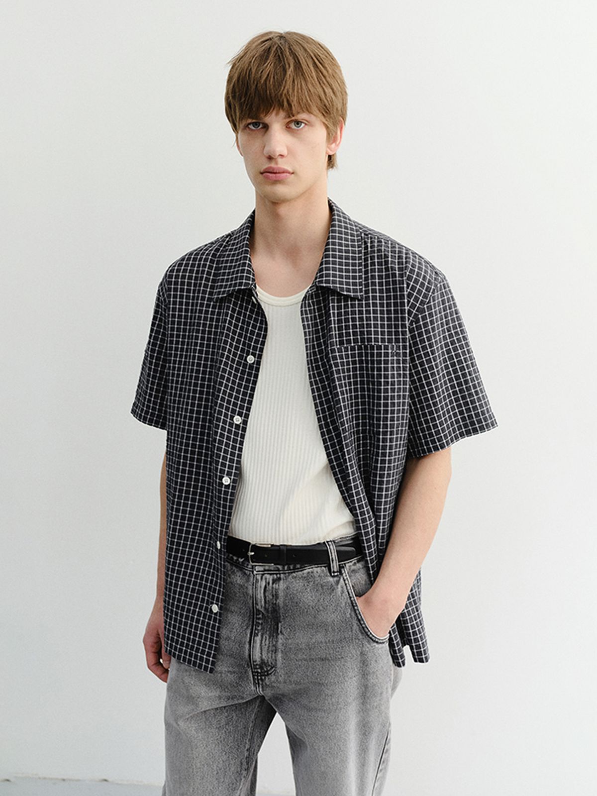 던스트 포 맨(DUNST FOR MEN) CHECKED PAJAMA SHIRT_UNISEX_UDSH6B133_BLACK CHECK