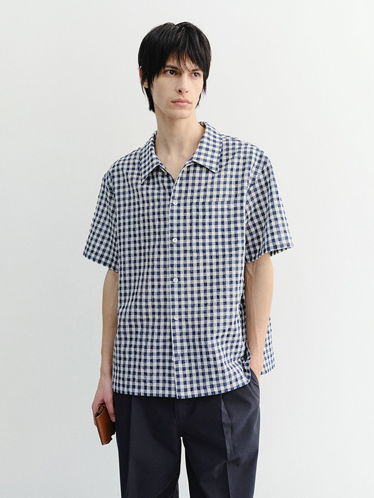 던스트 포 맨(DUNST FOR MEN) CHECKED PAJAMA SHIRT_UNISEX_UDSH6B133_NAVY CHECK