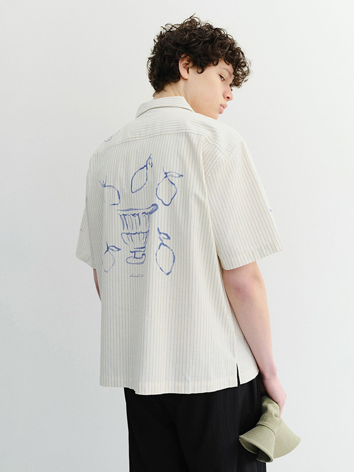던스트 포 맨(DUNST FOR MEN) HAND-DRAWING OPEN COLLARED SHIRT_UNISEX_UDSH6B121_CAPRI OCEAN