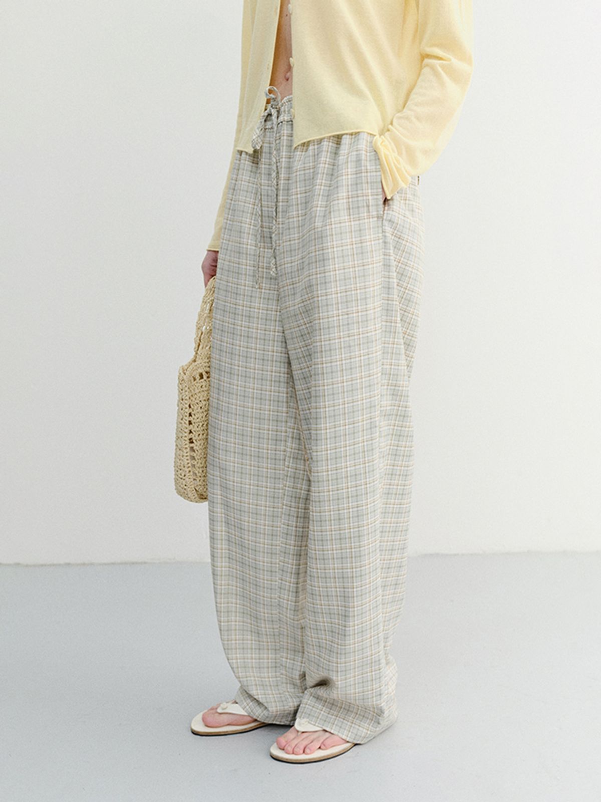 던스트(DUNST) UNISEX CHECKED PAJAMA SLACKS_UDPA6B121_OLIVE CHECK