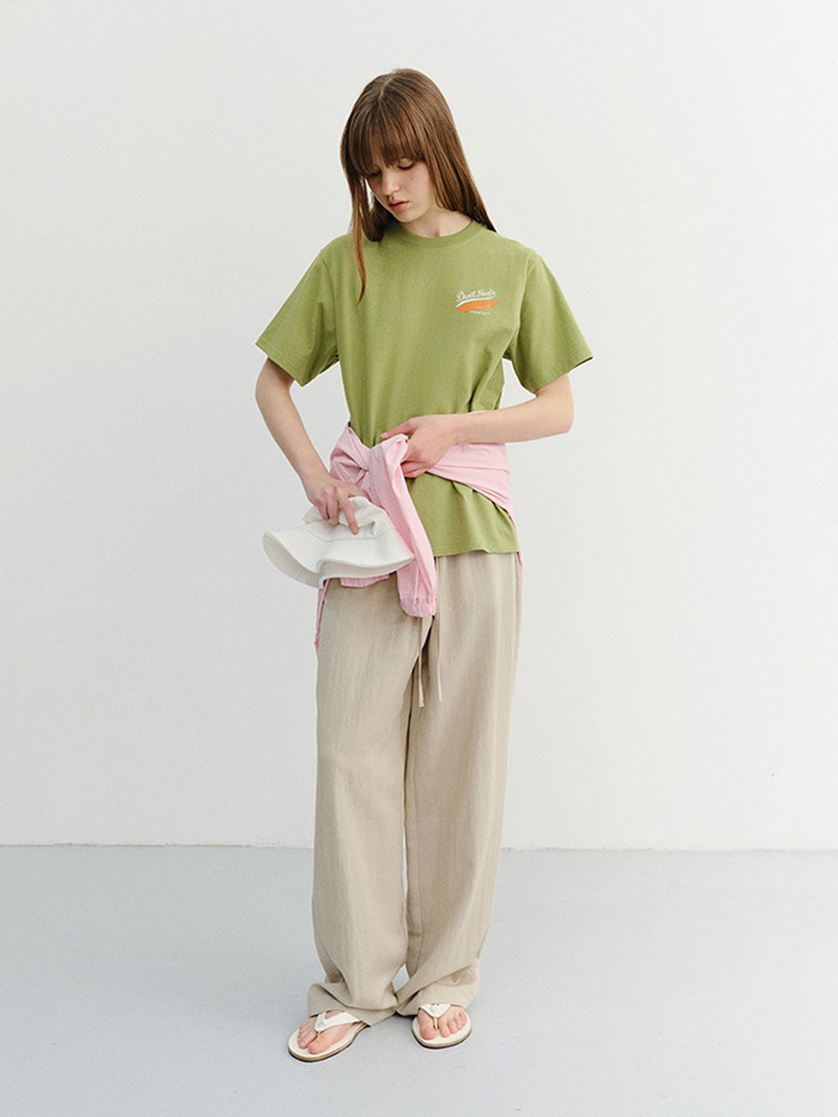 던스트(DUNST) UNISEX SUMMER HOLIDAY SURF BOARD T-SHIRT_UDTS6B133_OLIVE GREEN