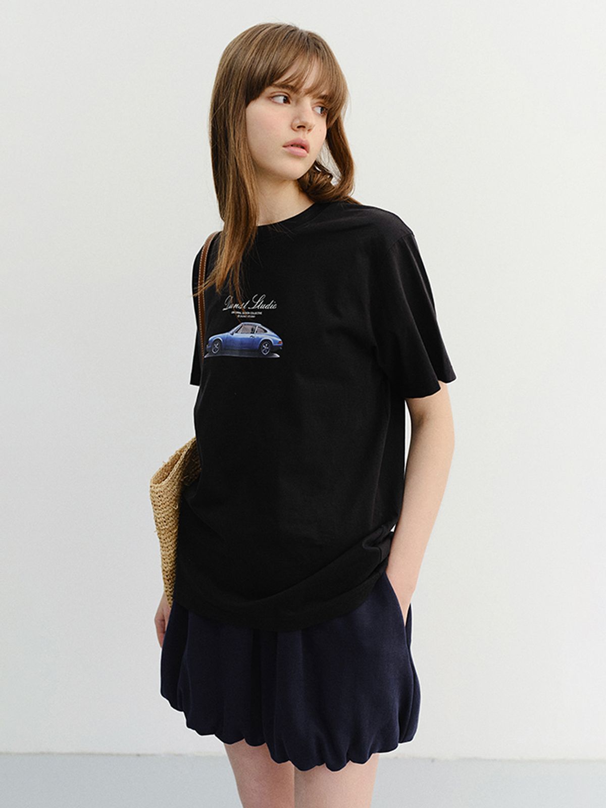 던스트(DUNST) UNISEX SUMMER HOLIDAY CAR T-SHIRT_UDTS6B143_BLACK