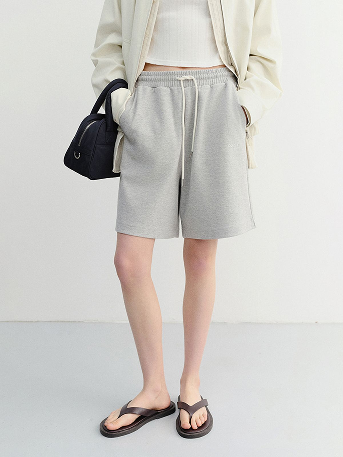던스트(DUNST) UNISEX PIGMENT RELAXED BEACH SHORTS_UDPA6B123_MELANGE GREY