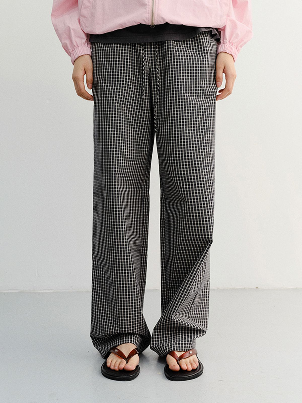 던스트(DUNST) PAJAMA STRING PANTS_UDPA6B222_BLACK CHECK