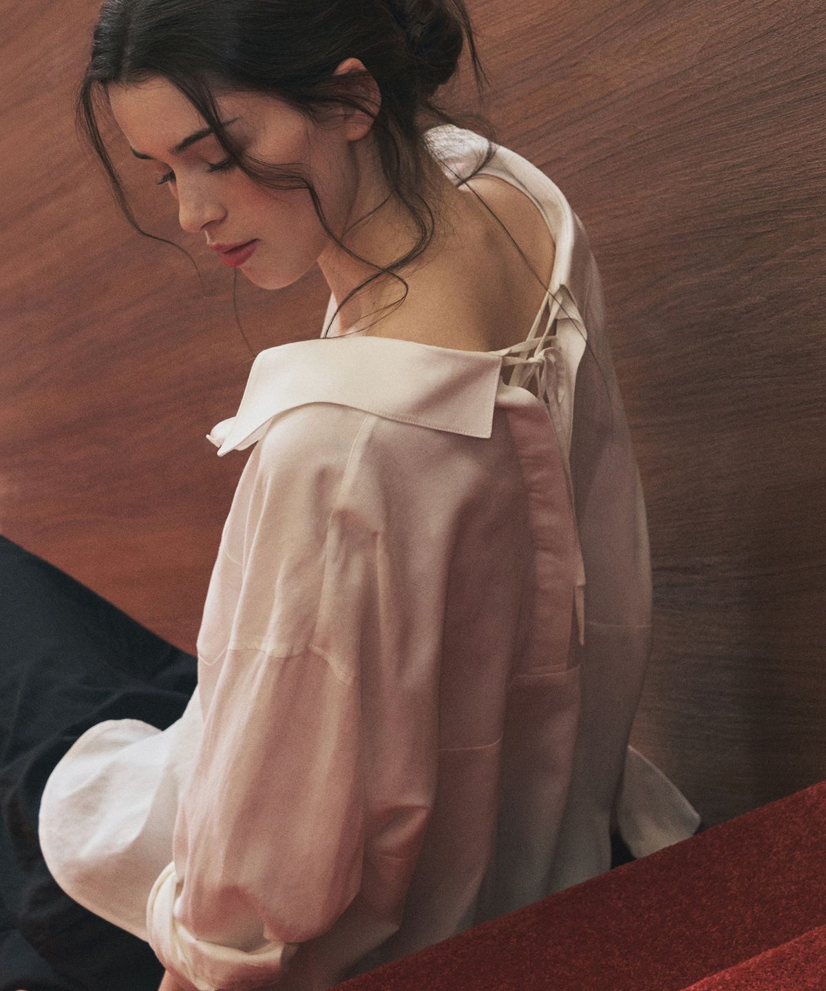 드로우핏 우먼(DRAWFIT WOMEN) 린넨 레이스업 포켓 셔츠 [MINT]