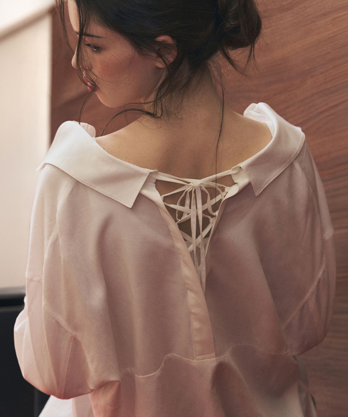 드로우핏 우먼(DRAWFIT WOMEN) 린넨 레이스업 포켓 셔츠 [MINT]