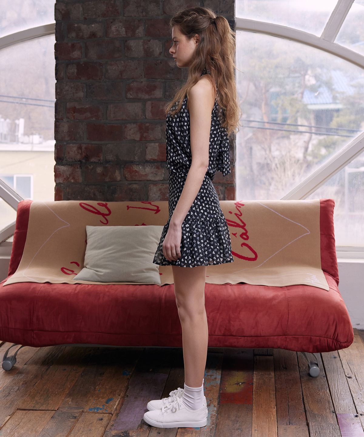 라피네아뜰리에(RAFFINE ATELIER) 하트 쉬폰 홀터탑
