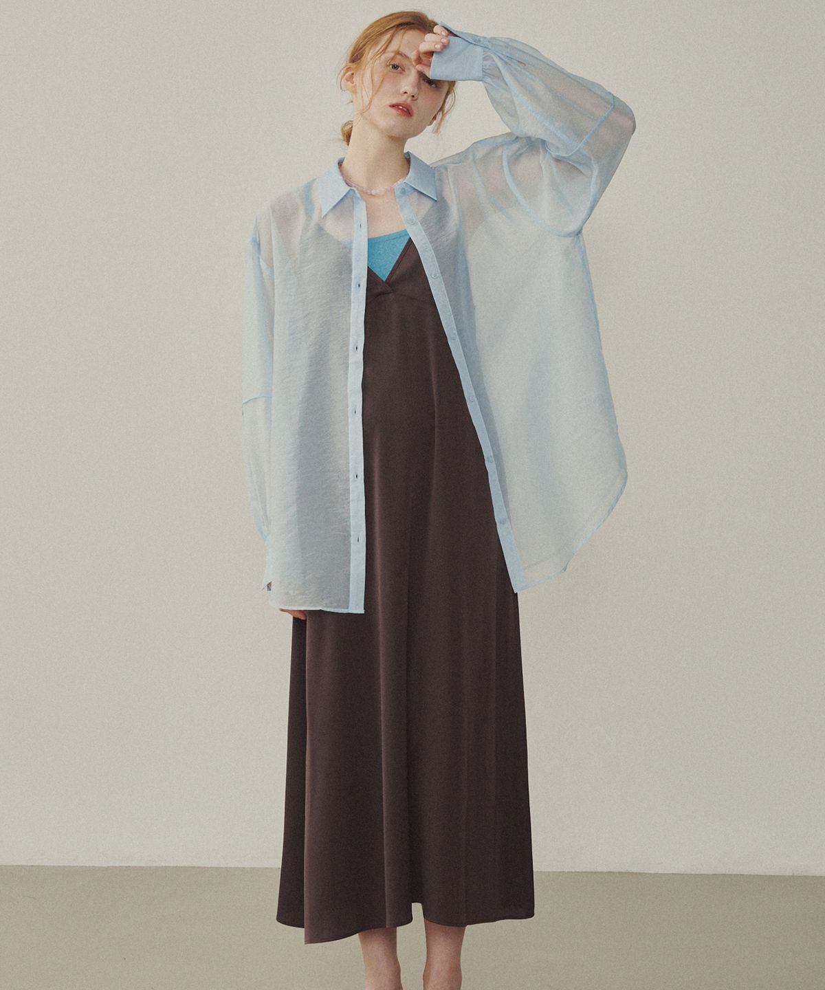 멜리앤로즈(MELLY&ROSE) 멜로즈 오간자 시스루 셔츠(314807)