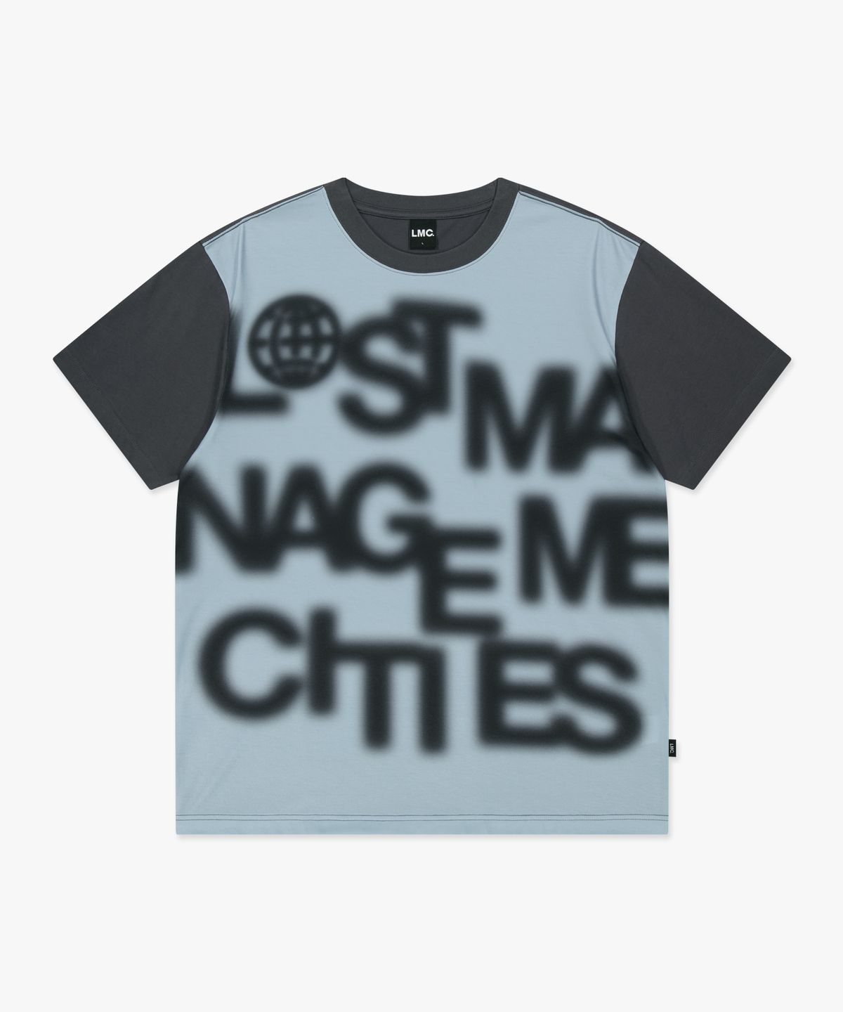 엘엠씨(LMC) BLUR LETTERING COLOR BLOCK TEE charcoal