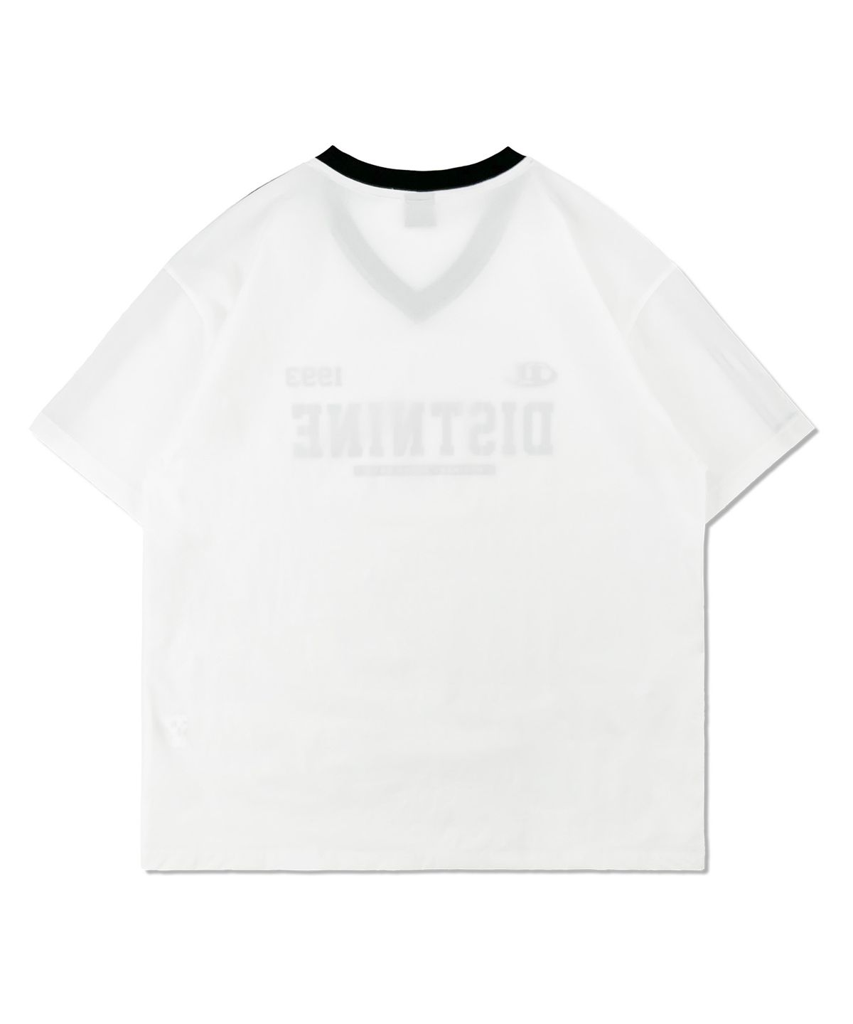 디스트나인(DISTN9NE) 스포티 배색 브이넥 반팔티 LQ2TU268_WHITE