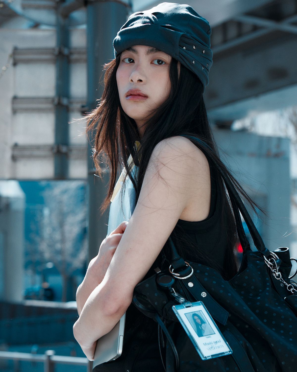 여밈(YEOMIM) [×미세키서울] stud shirring band beanie (charcoal)