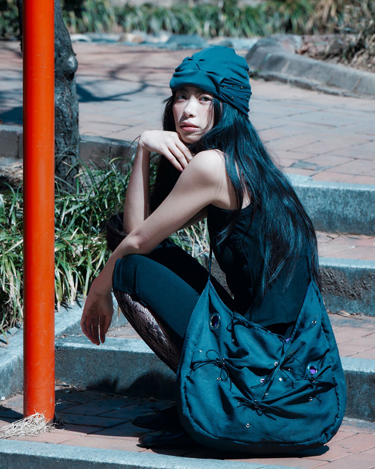 여밈(YEOMIM) [×미세키서울] stud shirring band beanie (charcoal)