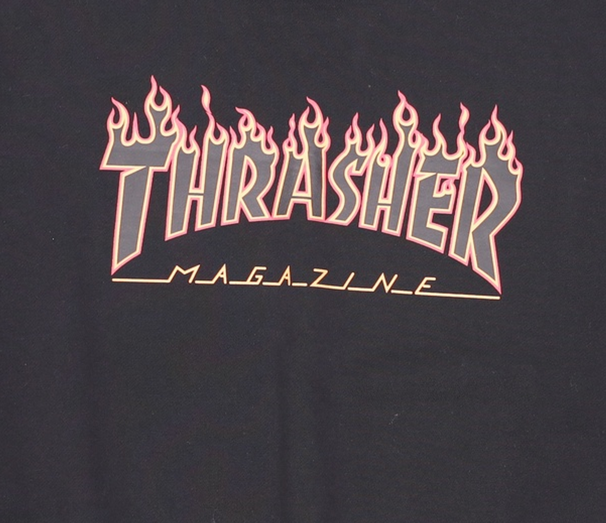 트레셔(THRASHER) 플레임 로고 맨투맨 블랙 XL