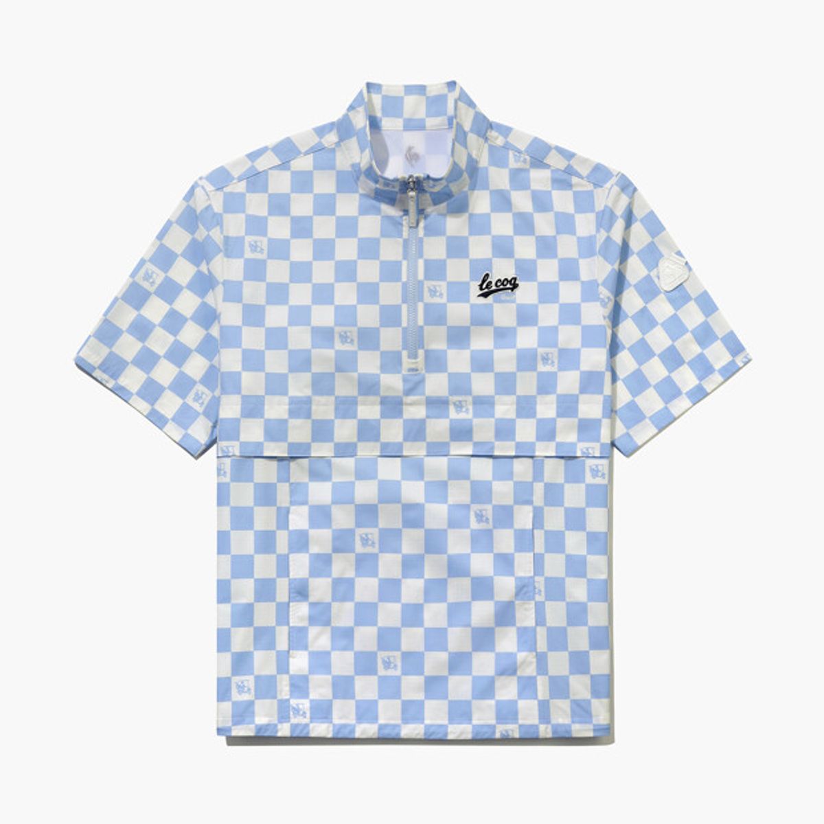 르꼬끄 골프(LECOQ GOLF) 남성 우븐 반집업 반팔 아노락 _MBLU GR121MBL31
