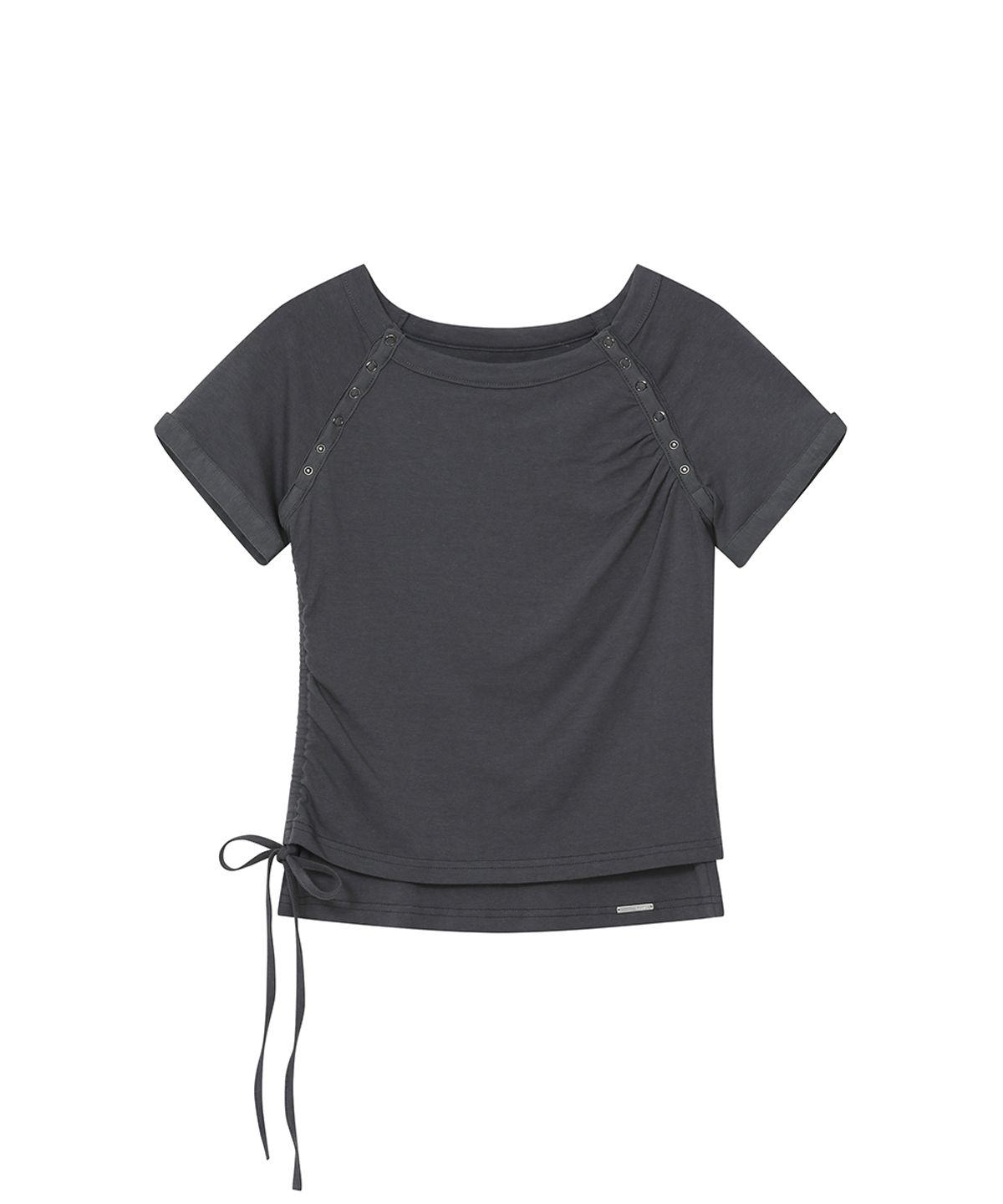 미세키서울(MISEKI SEOUL) [미세키서울X여밈] Snap shirring shortsleeve CHARCOAL