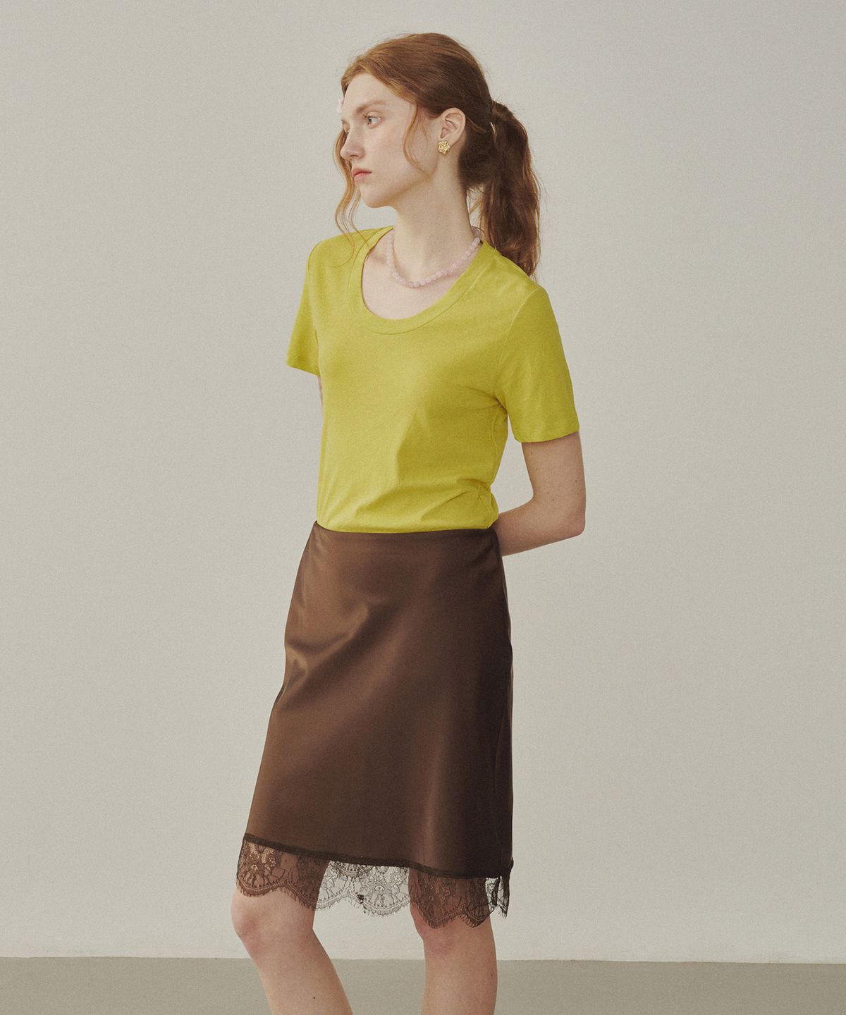 멜리앤로즈(MELLY&ROSE) 로즈 레이스 새틴 스커트(314809)
