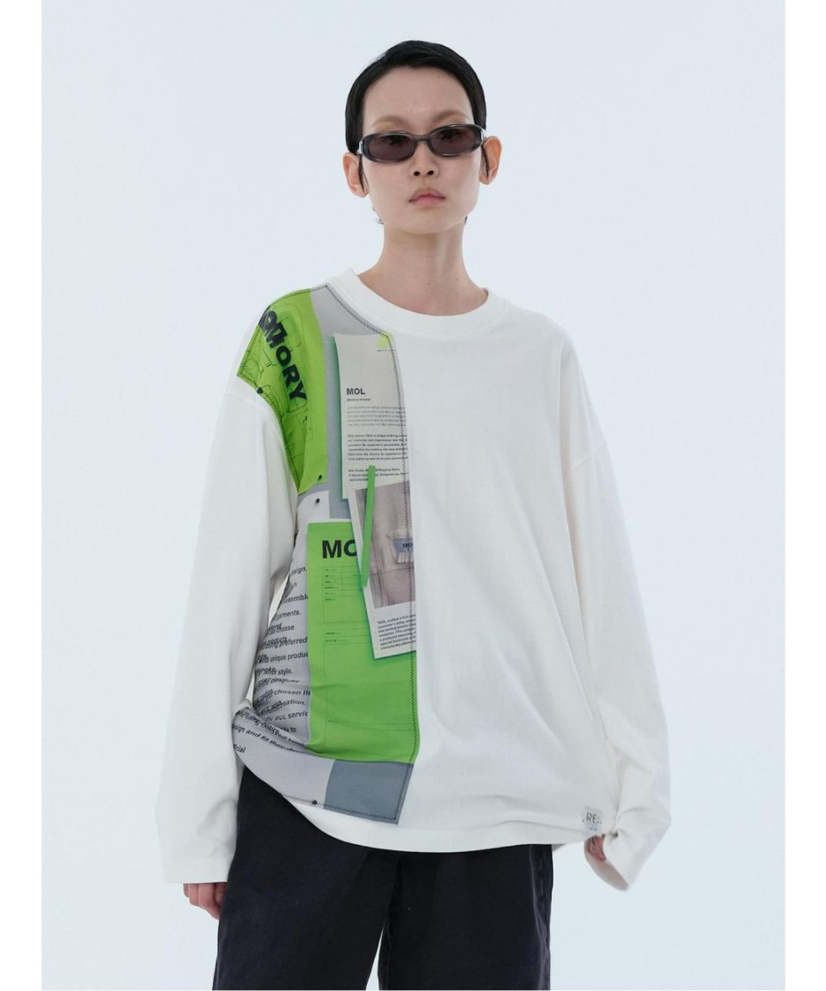 래코드(RECODE) Printing Detail Longsleeve T-shirt RKTAA24614WHX