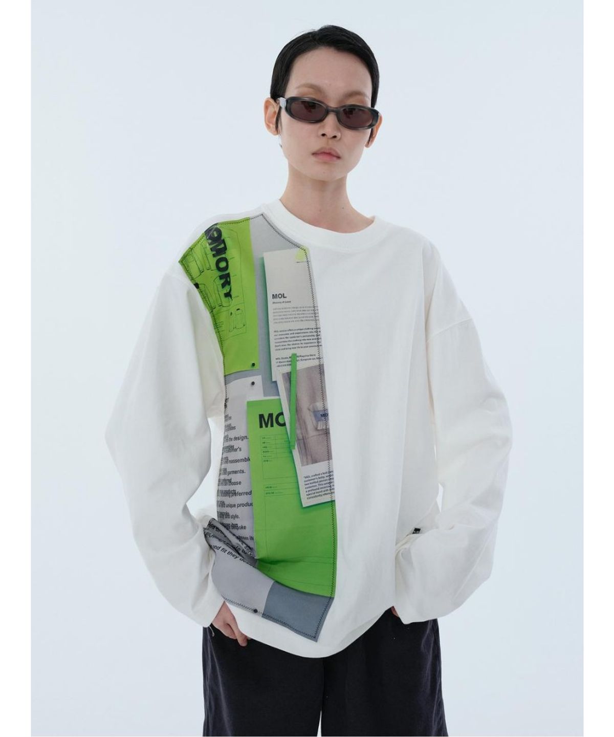 래코드(RECODE) Printing Detail Longsleeve T-shirt RKTAA24614WHX