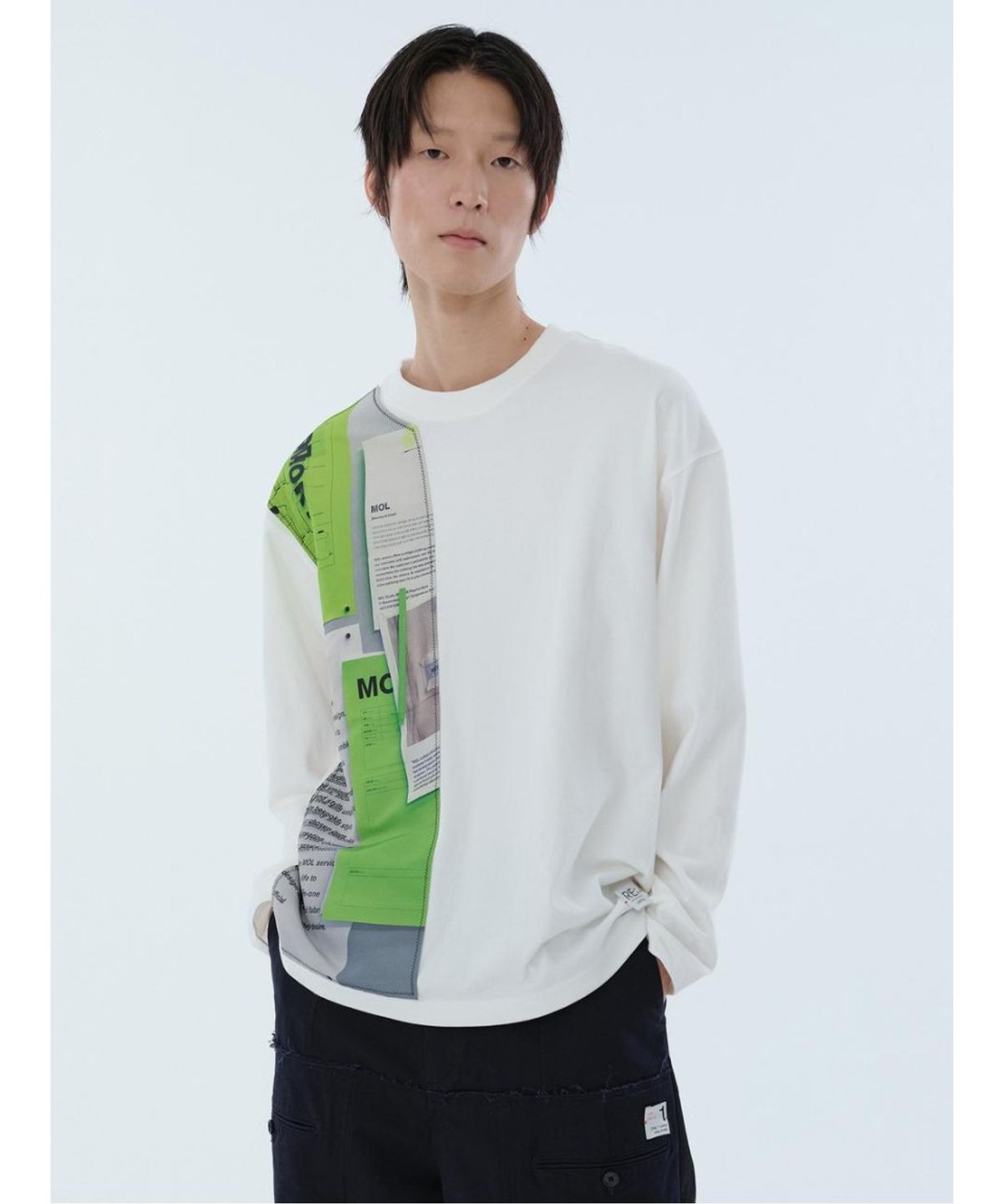 래코드(RECODE) Printing Detail Longsleeve T-shirt RKTAA24614WHX