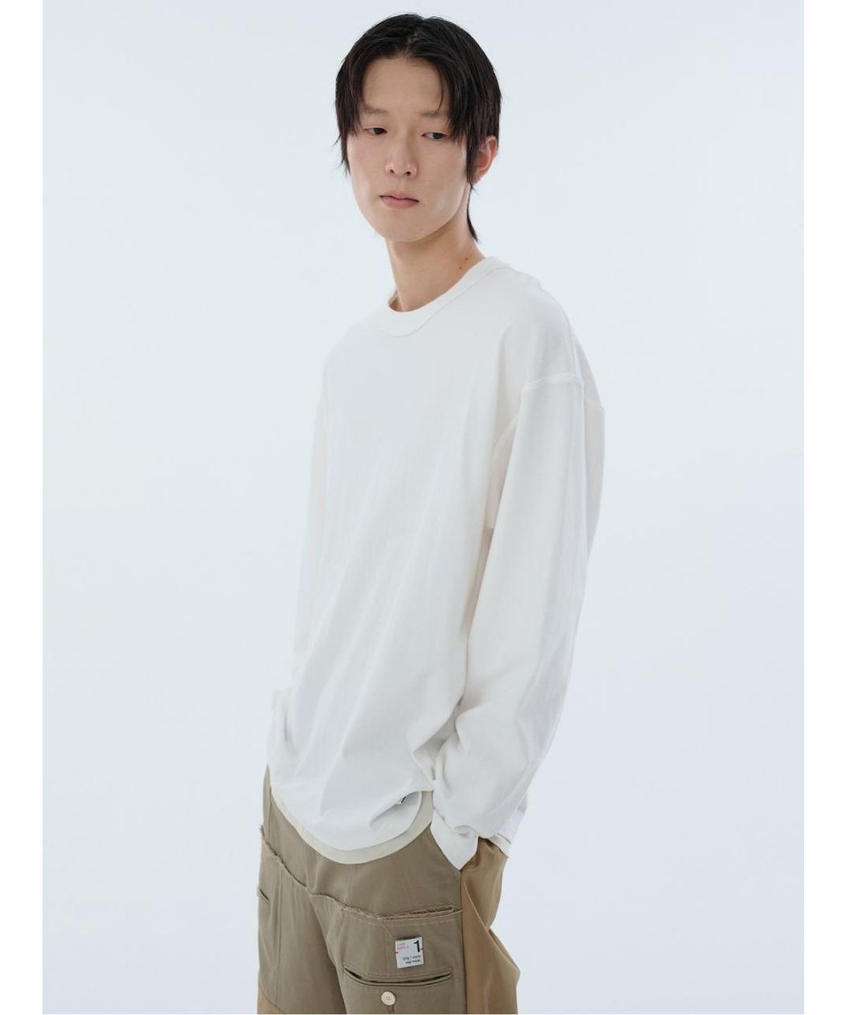 래코드(RECODE) Lining Detail Longsleeve T-shirt RKTAA24615WHX