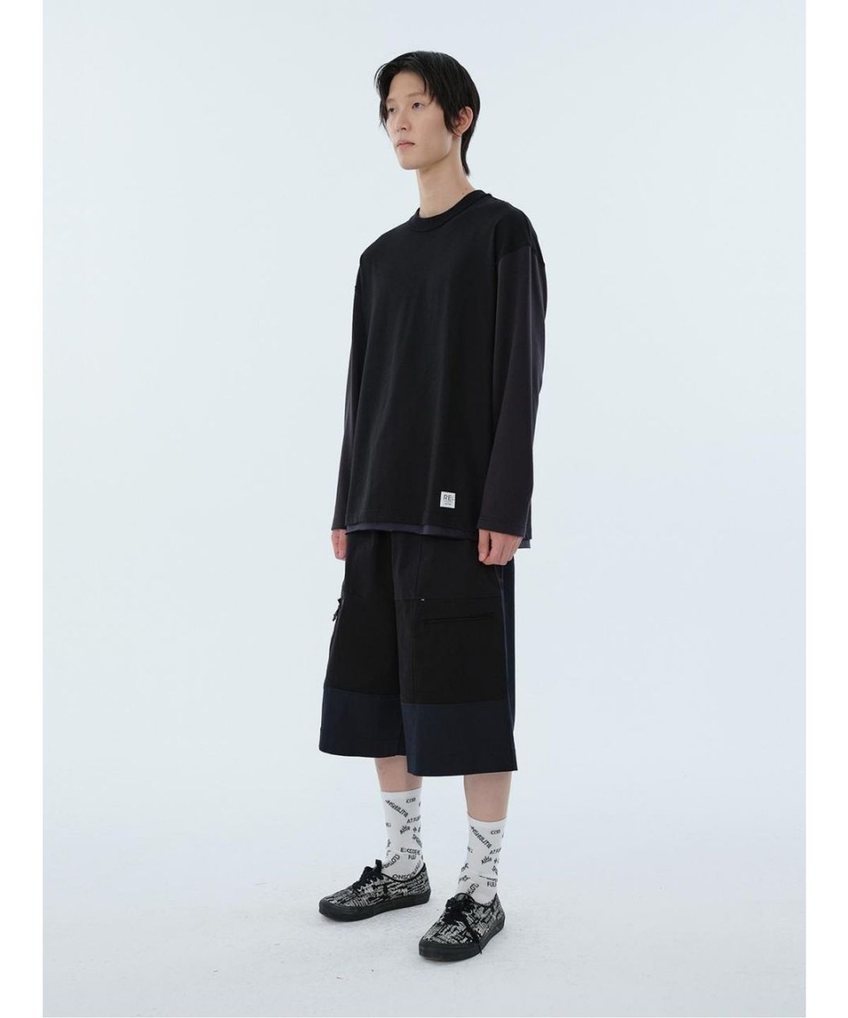 래코드(RECODE) Lining Detail Longsleeve T-shirt RKTAA24615BKX